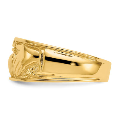 14K Polished Men's Claddagh Band