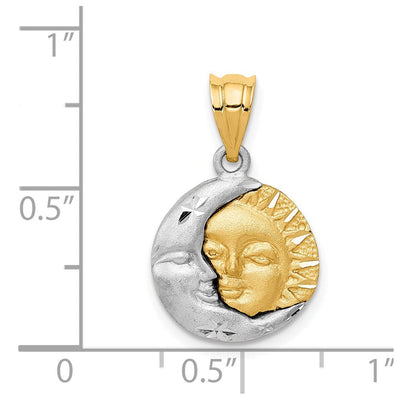 14K Two-tone Sun and Moon Charm, 21 x 14mm