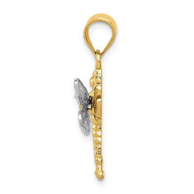 14K Two-tone Dragonfly Pendant