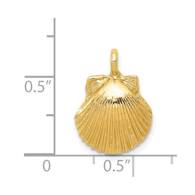 14K Seashell Pendant, 17 x 12mm