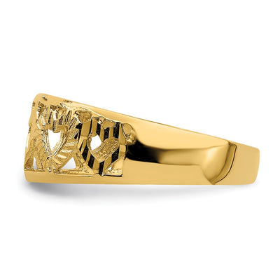 14K Diamond-cut 5 Heart Ring