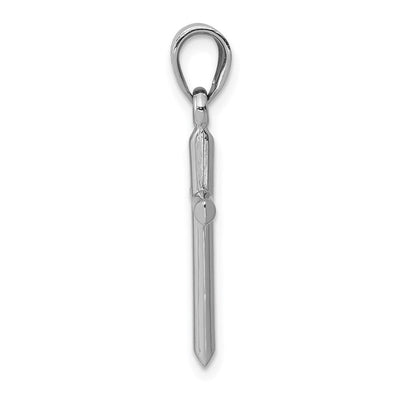 14K White Gold Hollow Cross Pendant, 26 x 13mm