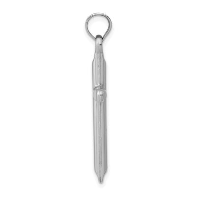 14K White Gold Hollow Cross Pendant, 34 x 17mm