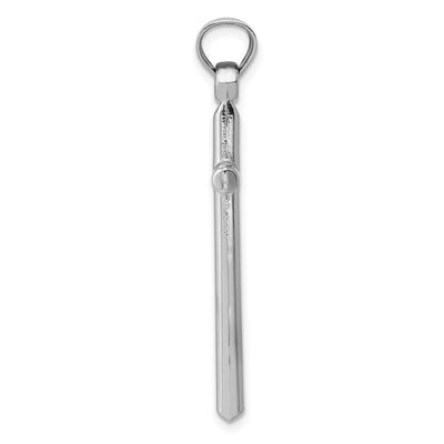 14K White Gold Hollow Cross Pendant, 38 x 20mm