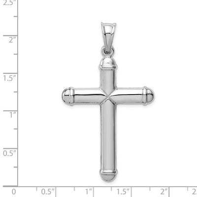 14K White Gold Hollow Cross Pendant, 57 x 32mm