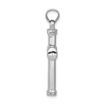 14K White Gold Hollow Cross Pendant, 34 x 18.3mm