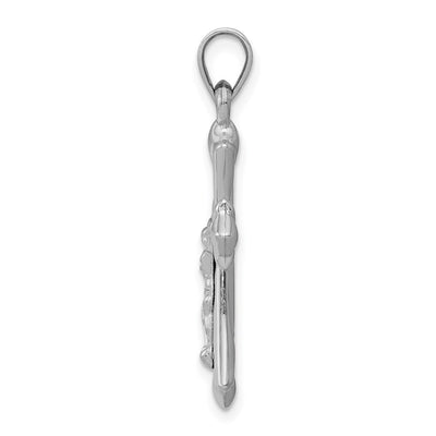 14K White Gold Reversible Crucifix Pendant, 30 x 16mm