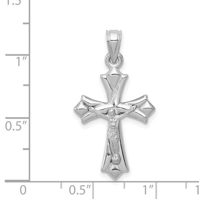 14K White Gold Reversible Crucifix Pendant, 30 x 16mm