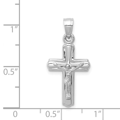 14K White Gold Reversible Crucifix Pendant, 28 x 13mm