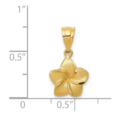 14K Plumeria Floral Charm Pendant, 19 x 11mm