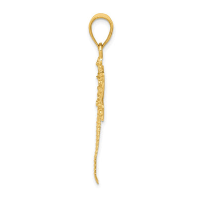 14K Diamond-cut Dragonfly Pendant