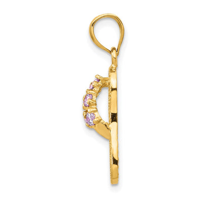 14K 3D February/CZ Birthstone Flip Flop Pendant