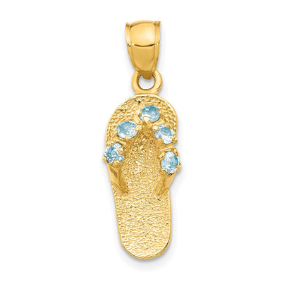 14K 3D March/CZ Birthstone Flip Flop Pendant