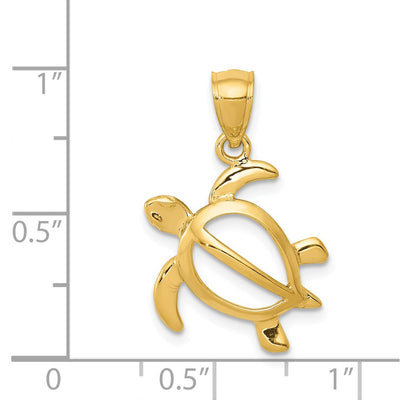 14K Open Turtle Pendant, 22 x 21mm