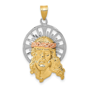 14K Tri-color Diamond-cut Christ Charm (Style D3703)