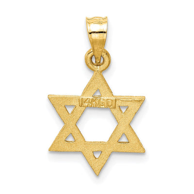 14K Solid Satin Star of David Charm, 21 x 13mm