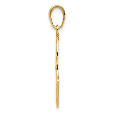 14K Filigree Chamseh Pendant, 30 x 17mm