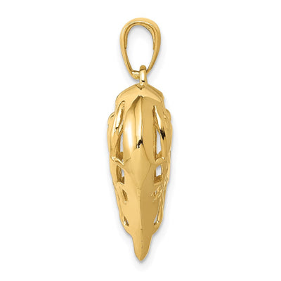 14K Polished 3-D Filigree Puffed Heart Pendant, 29 x 24mm