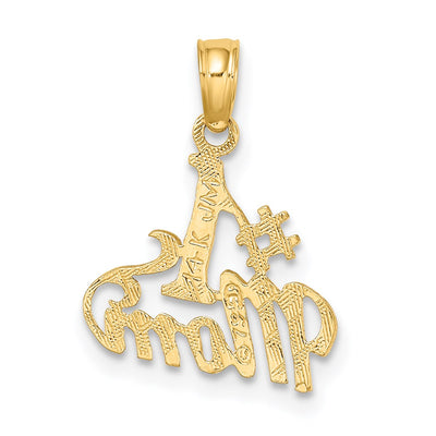 14K Polished #1 Mom Pendant, 15.1 x 13.4mm