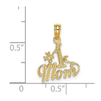 14K Polished #1 Mom Pendant, 15.1 x 13.4mm