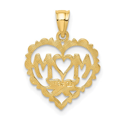 14K Mom in Heart Charm, 19.9 x 16.1mm