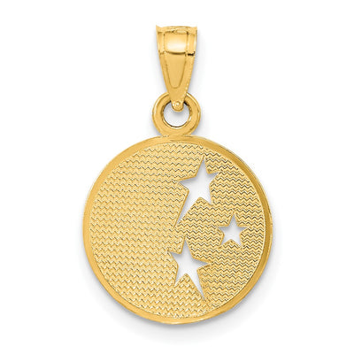 14K Polished Flat-Backed Moon with Three Stars Pendant
