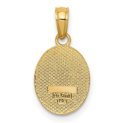 14K Polished Small Fleur De Lis in Oval Pendant