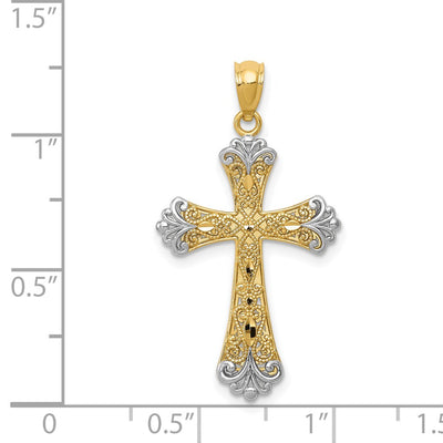 14K w/Rhodium Reversible Cross Pendant