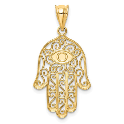 14K Polished and Enameled Hamsa Pendant