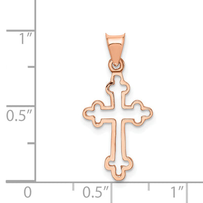 14K Rose Polished Cross Pendant, 26mm