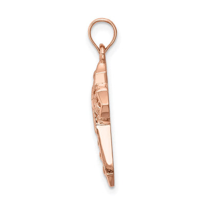 14K Rose Polished Cross Pendant, 25 x 14mm
