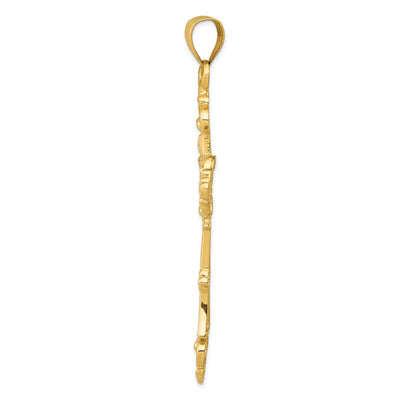 14K Fleur De Lis Large Cross Pendant