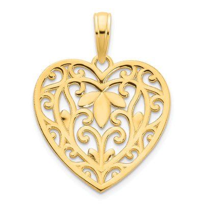 14ky Fancy Heart Pendant, 24.27 x 17.68mm