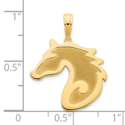 14K Sandblasted Horse Head Charm, 23 x 19mm