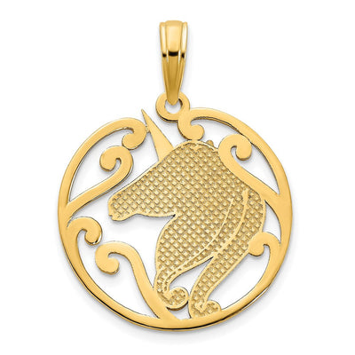 14K Unicorn Pendant, 22.5 x 17.5mm