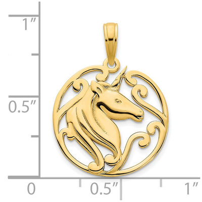 14K Unicorn Pendant, 22.5 x 17.5mm