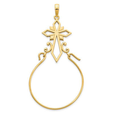 14K Fancy Cross Charm Holder Pendant