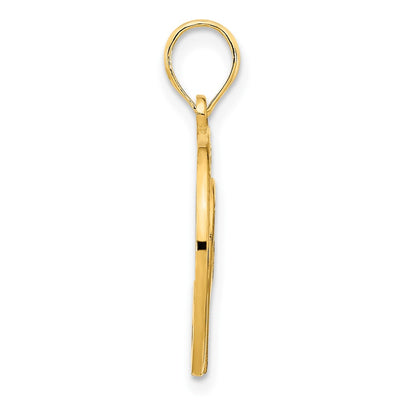 14K Yellow Gold Heart Circle Pendant