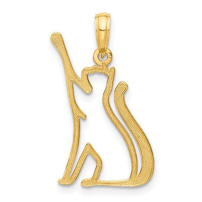 14K Polished Cat Reaching Pendant