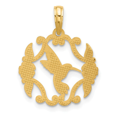 14K Polished Fancy Hummingbird Charm, 23 x 18mm