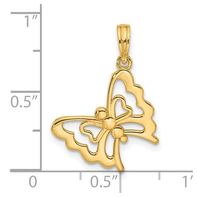14K Polished Fancy Butterfly Charm, 25.25 x 17.5mm
