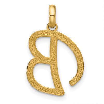 14ky Fancy Letter Initial Pendant Necklace in Elegant Script Design, 18.63mm