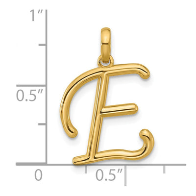 14ky Fancy Letter Initial Pendant Necklace in Elegant Script Design, 18.05mm