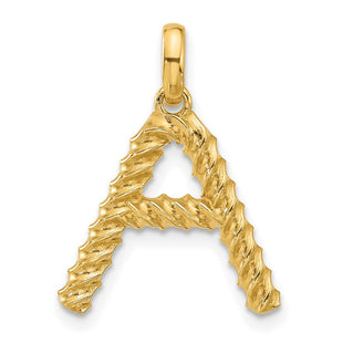 14ky Fancy Twist Initial Letter Pendant Necklace Jewelry Collection (Style D5677A)