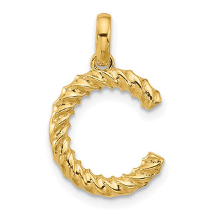 14ky Fancy Twist Initial Letter Pendant Necklace Jewelry Collection (Style D5677C)