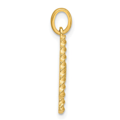 14ky Fancy Twist Initial Letter Pendant Necklace Jewelry Collection, 22 x 11.39mm