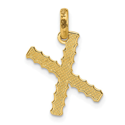 14ky Fancy Twist Initial Letter Pendant Necklace Jewelry Collection, 21 x 11.6mm
