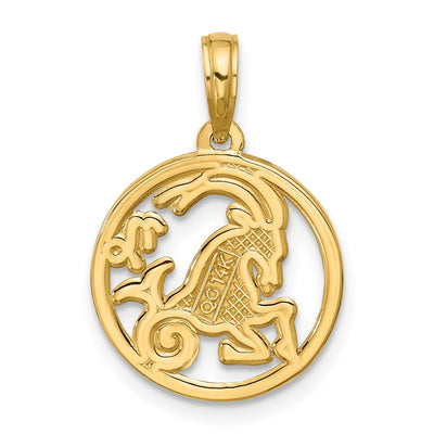 14K Polished Round Capricorn Pendant