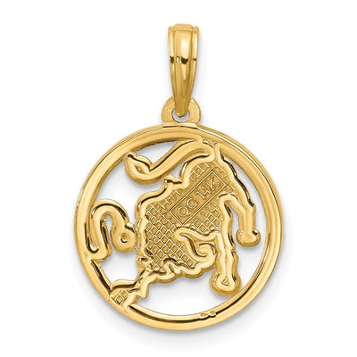 14K Polished Round Leo Pendant