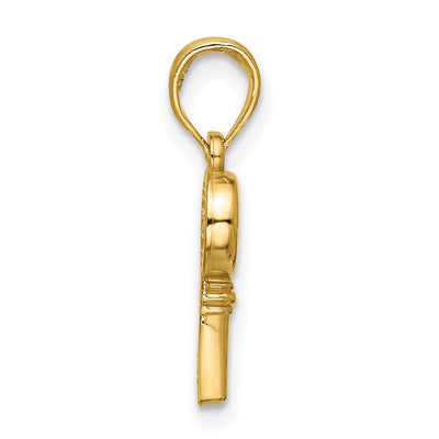 14K Polished Heart Key Pendant, 20 x 6mm